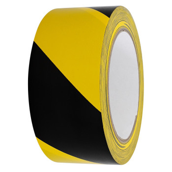 PVC- WARNING-TAPE 50MM X 33M JUOSTA JUODA/GELTONA