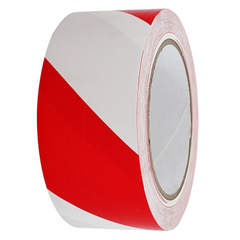 PVC- WARNING-TAPE 50MM X 33M JUOSTA BALTA/RAUDONA