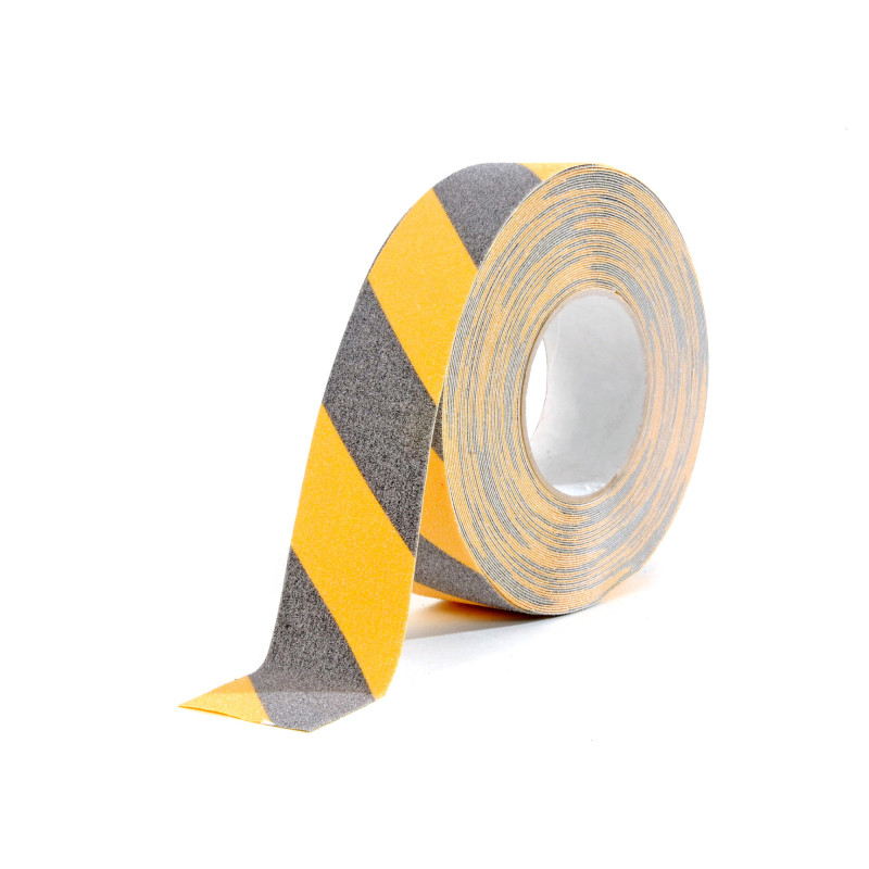 SAFETY TAPE 50MM X 18M JUOSTA JUODA/GELTONA